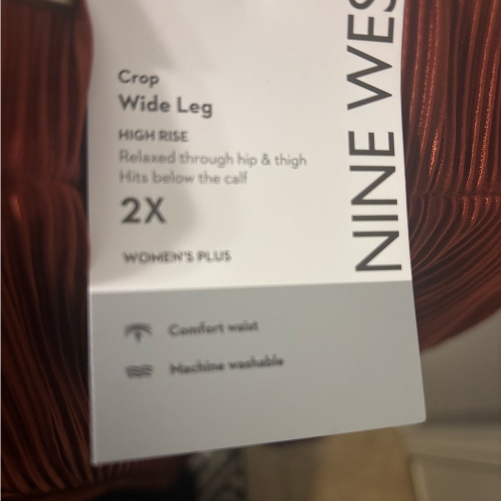 Nine West Rust Wide Leg Pleated Pants - Picture 3 of 5